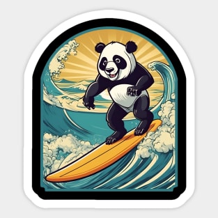 Surfing panda Sticker